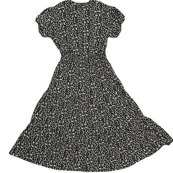 BTFBM Bohemian Black & Yellow Floral Smocked Waist Tiered Maxi Dress Size Medium - Picture 5 of 9